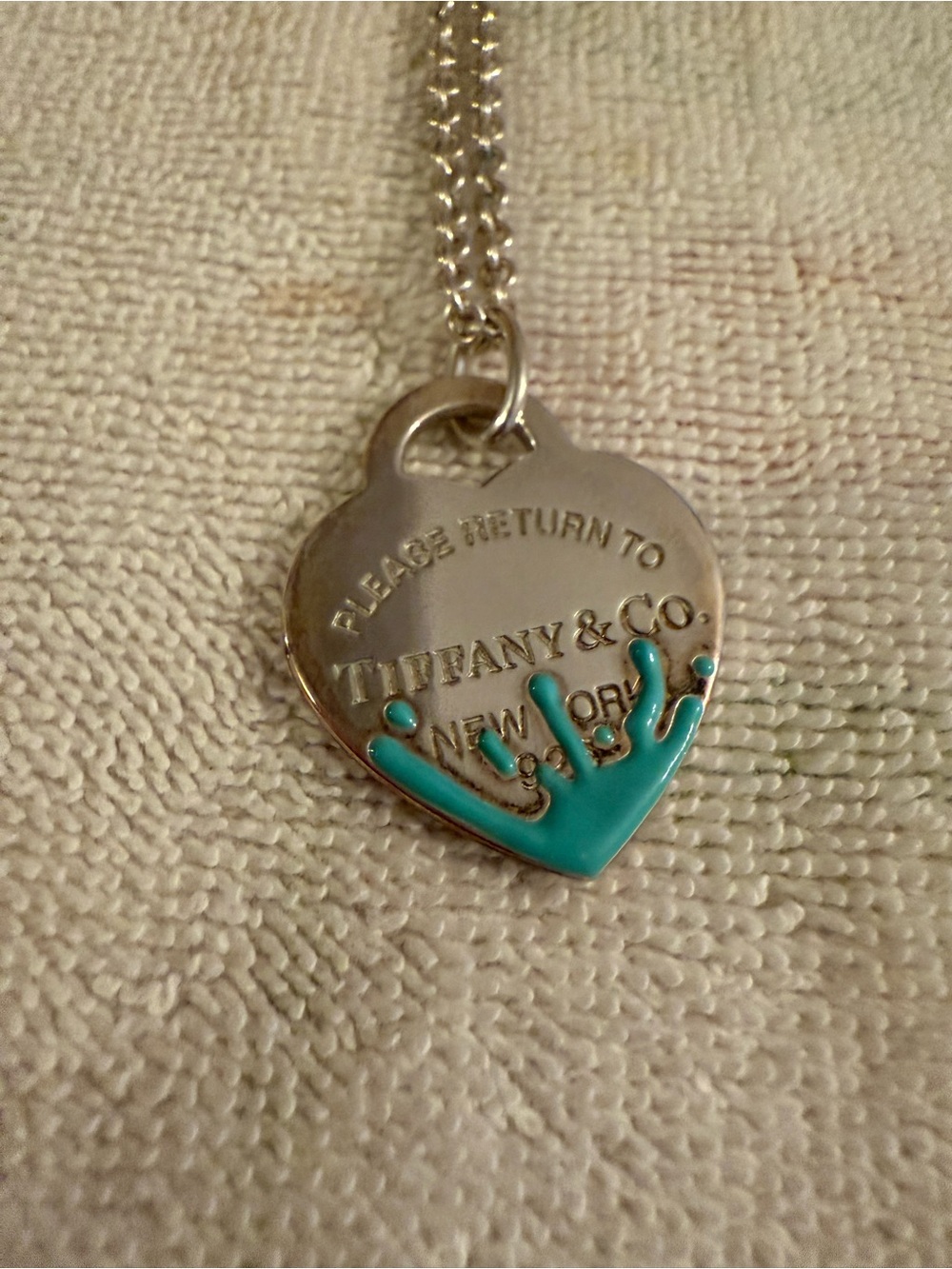 Tiffany & Co. Silver Heart Pendant Necklace with Turquoise Accent